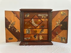 Japanischer Meiji-Schrank im Yosegi-Zaiku-Stil von Matsuyama, um 1880
