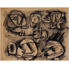 «Animales fantásticos», de Asger Jorn. Dibujo original del artista del grupo COBRA, 1942