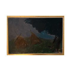 Landscape with haystacks, Oluf Høst painting, oil on canvas, Bognemark, Denmark