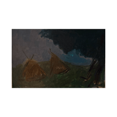 Landscape with haystacks, Oluf Høst painting, oil on canvas, Bognemark, Denmark