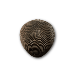 Large unique spherical vase of glazed stoneware w/ typical pattern by Per Weiss