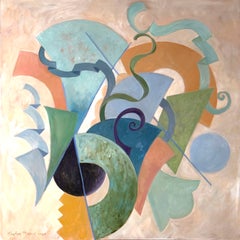 Minuet, peinture à l'huile abstraite contemporaine sur toile, 40 x 40
