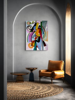 „Intermezzo“, zeitgenössisches abstraktes Ölgemälde auf Leinwand, 48 x 36, ohne Rahmen