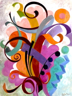 Fanfare, peinture à l'huile abstraite contemporaine sur toile, 40 x 30 (sans cadre)
