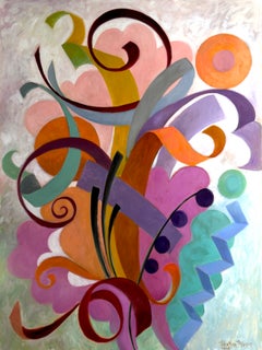 Fanfare, dipinto astratto contemporaneo a olio su tela, 40 x 30 senza cornice
