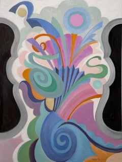 Duet, dipinto astratto contemporaneo a olio su tela, 40 x 30 senza cornice
