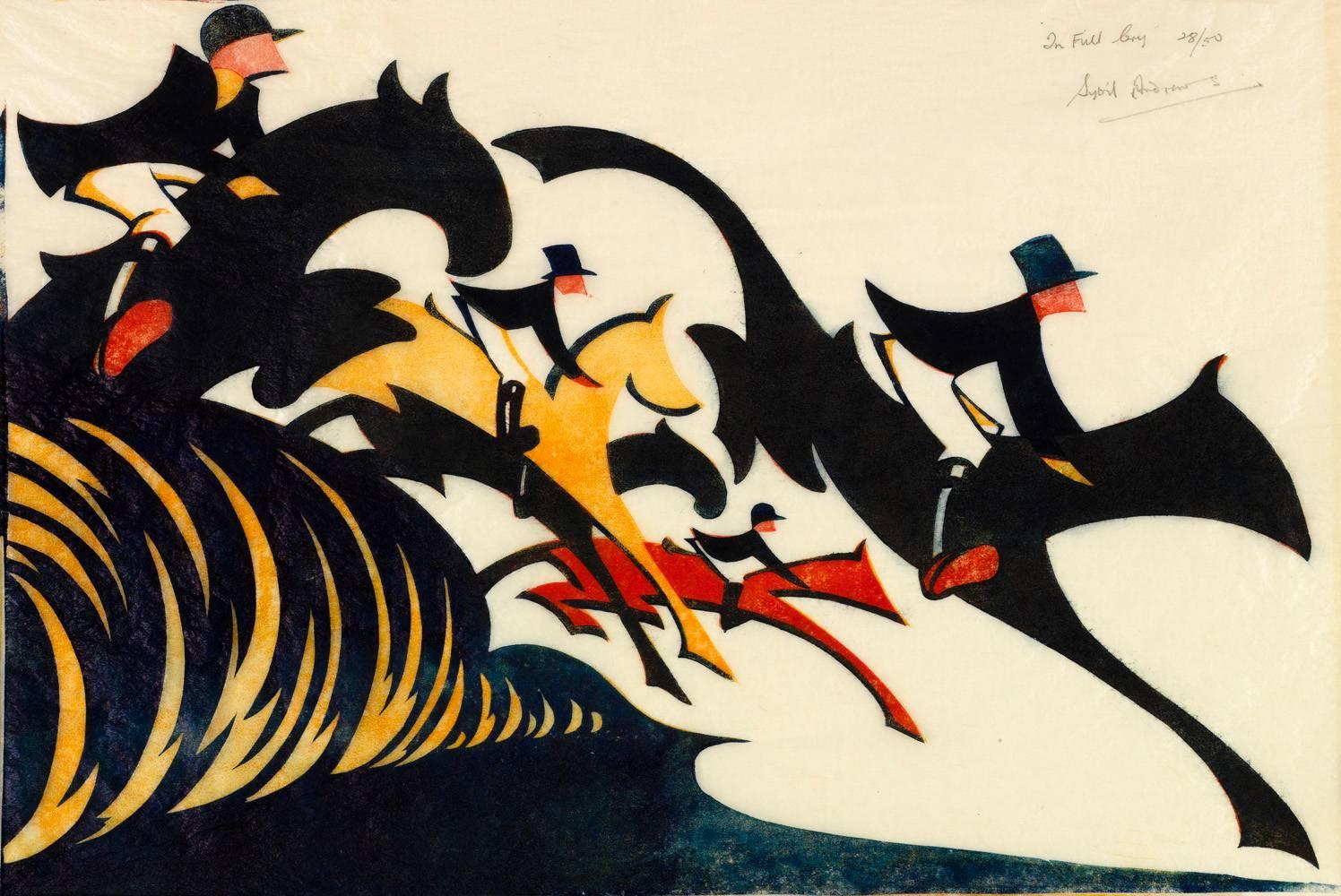 Sybil Andrews Figurative Print - In Full Cry