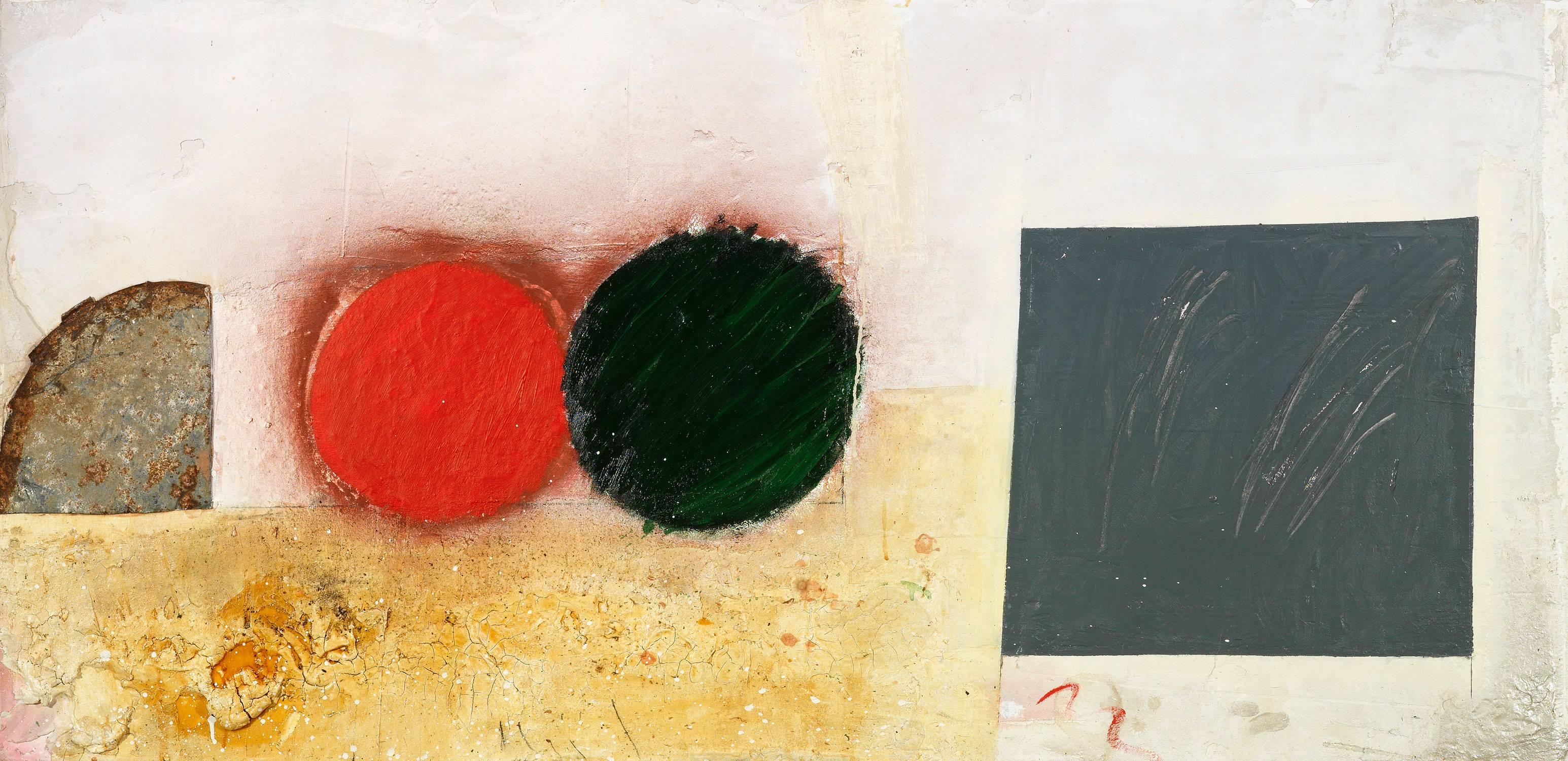 Abstract Painting John Blackburn - Cercle rouge