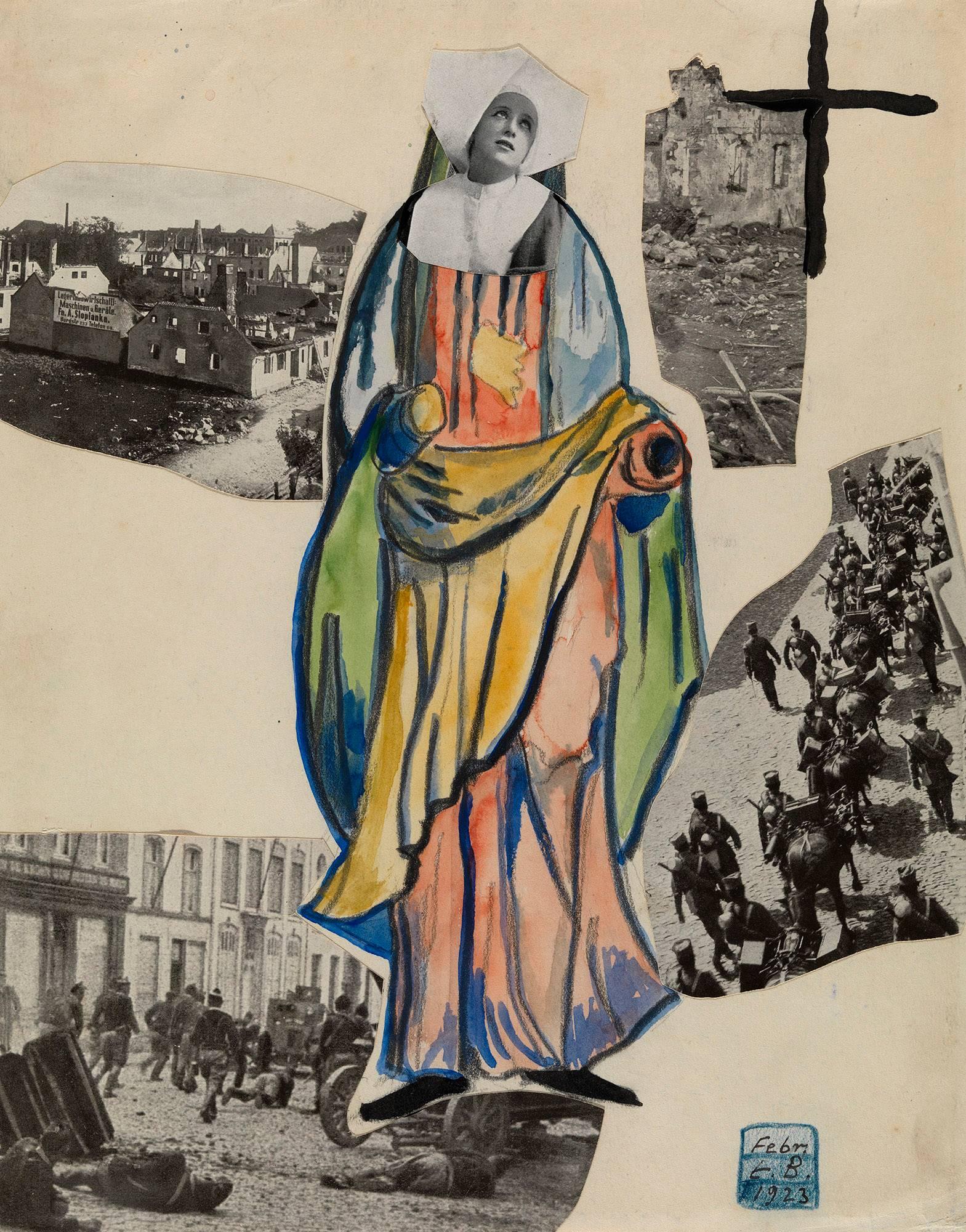 Madonna of War (Nun) d'Amsterdam - Mixed Media Art de Erwin Blumenfeld