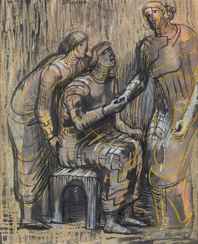 <i></noscript>Three Female Figures,</i 1949, by Henry Moore