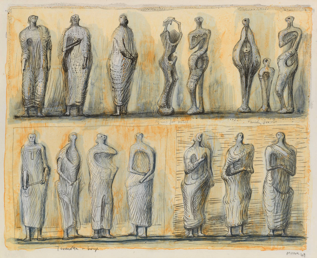 Stehende Figuren – Print von Henry Moore