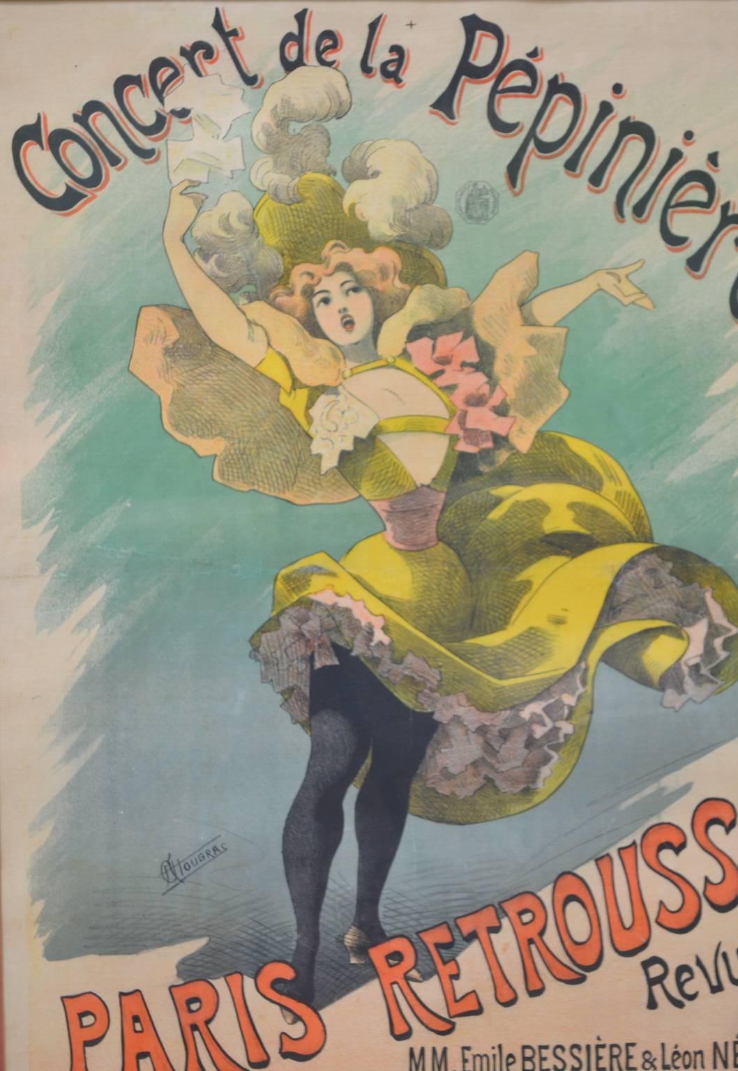 Alfred Choubrac Figurative Print - CONCERT DE LA PÉPINIÈRE / PARIS RETROUSSÉ.   Original Art Nouveau Poster