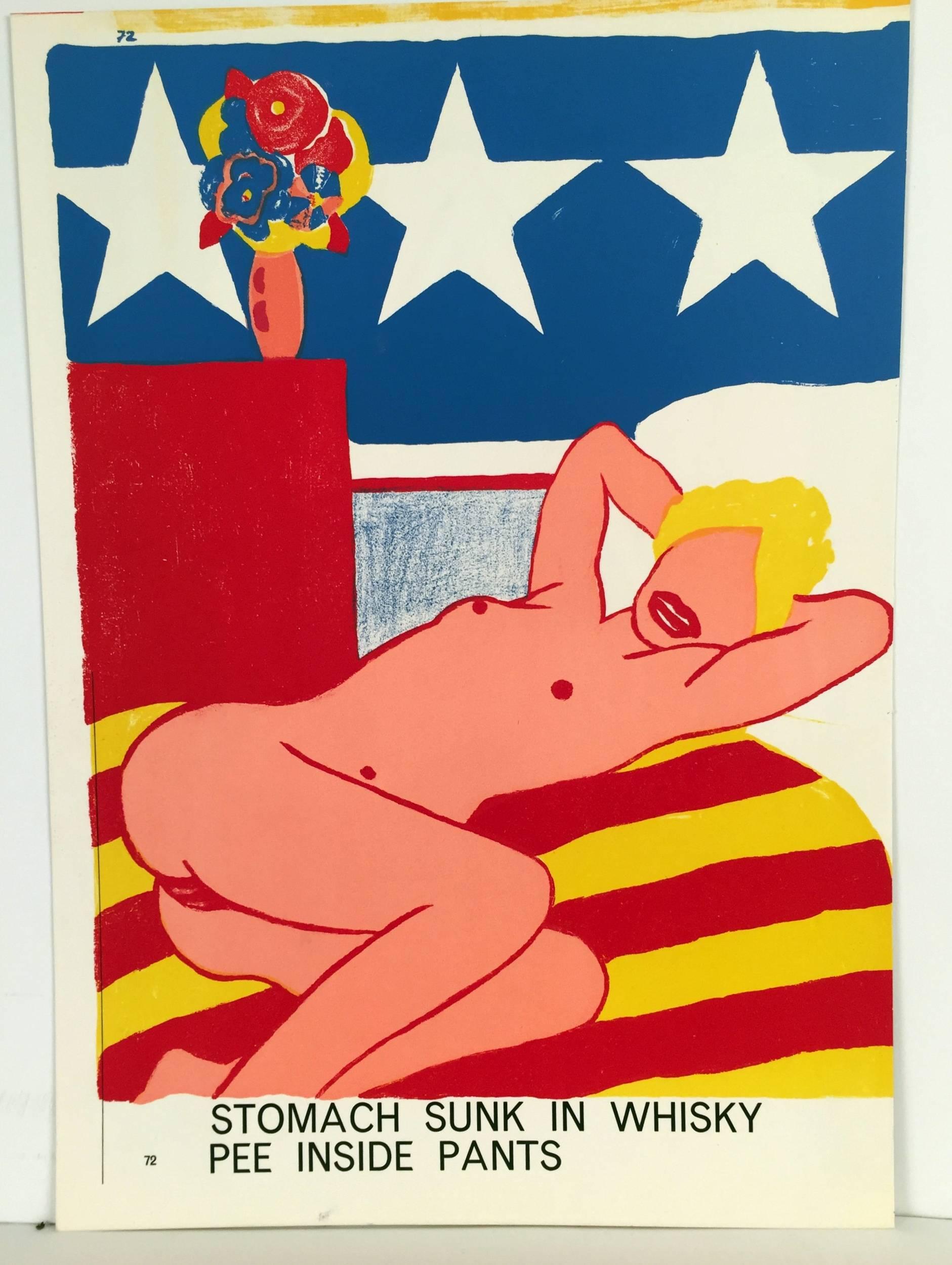 Tom Wesselmann Nude Print - American Nude original lithograph from  One Cent Life blonde on bed, nude naked