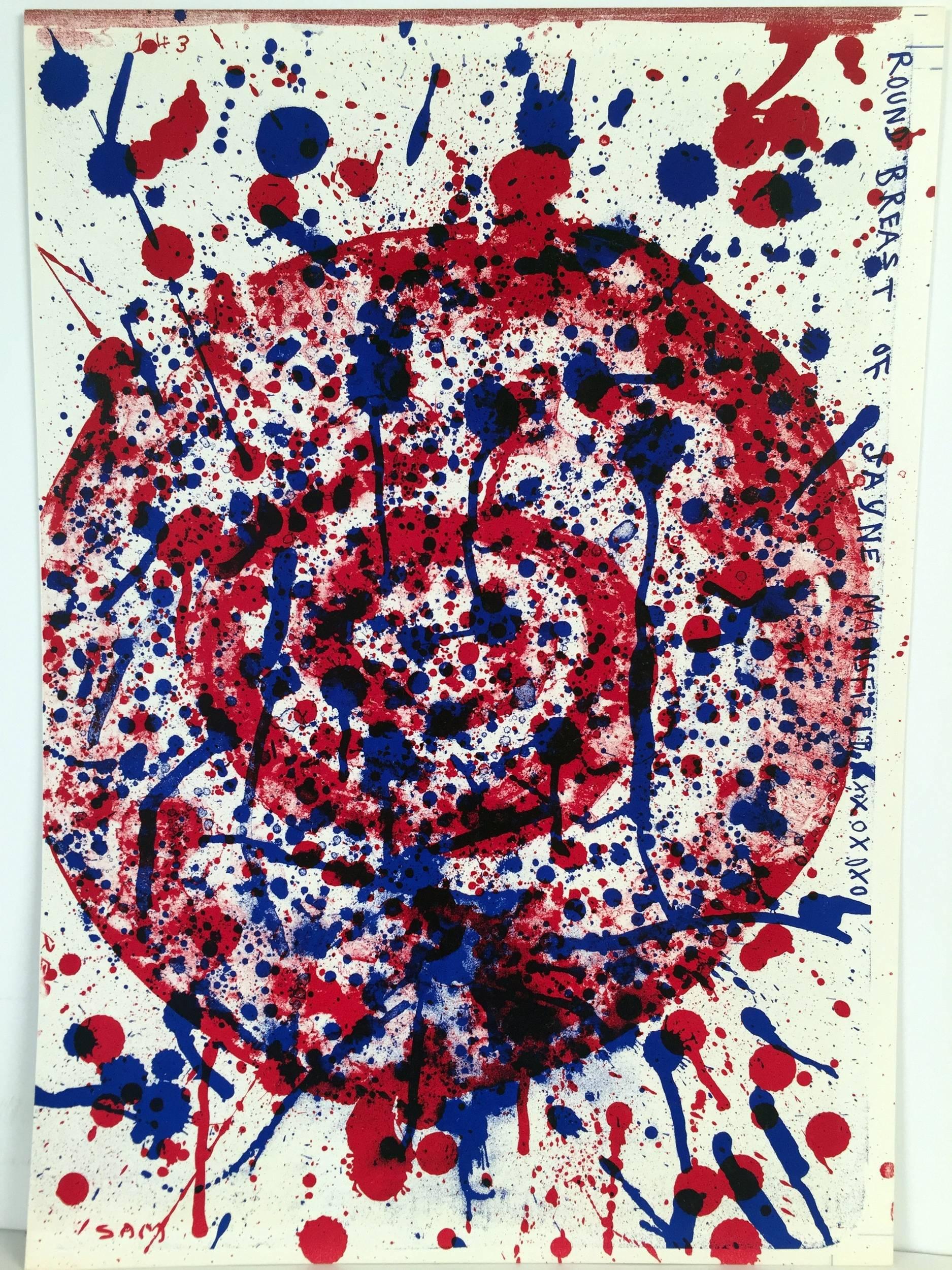 This original lithograph is DOUBLE SIDED.  You can either frame it as a Sam Francis or as a Jim Dine.  Or you can use a double sided frame with glass on each side.  I have seen that done too.  

This is an original screenprint from the portfolio