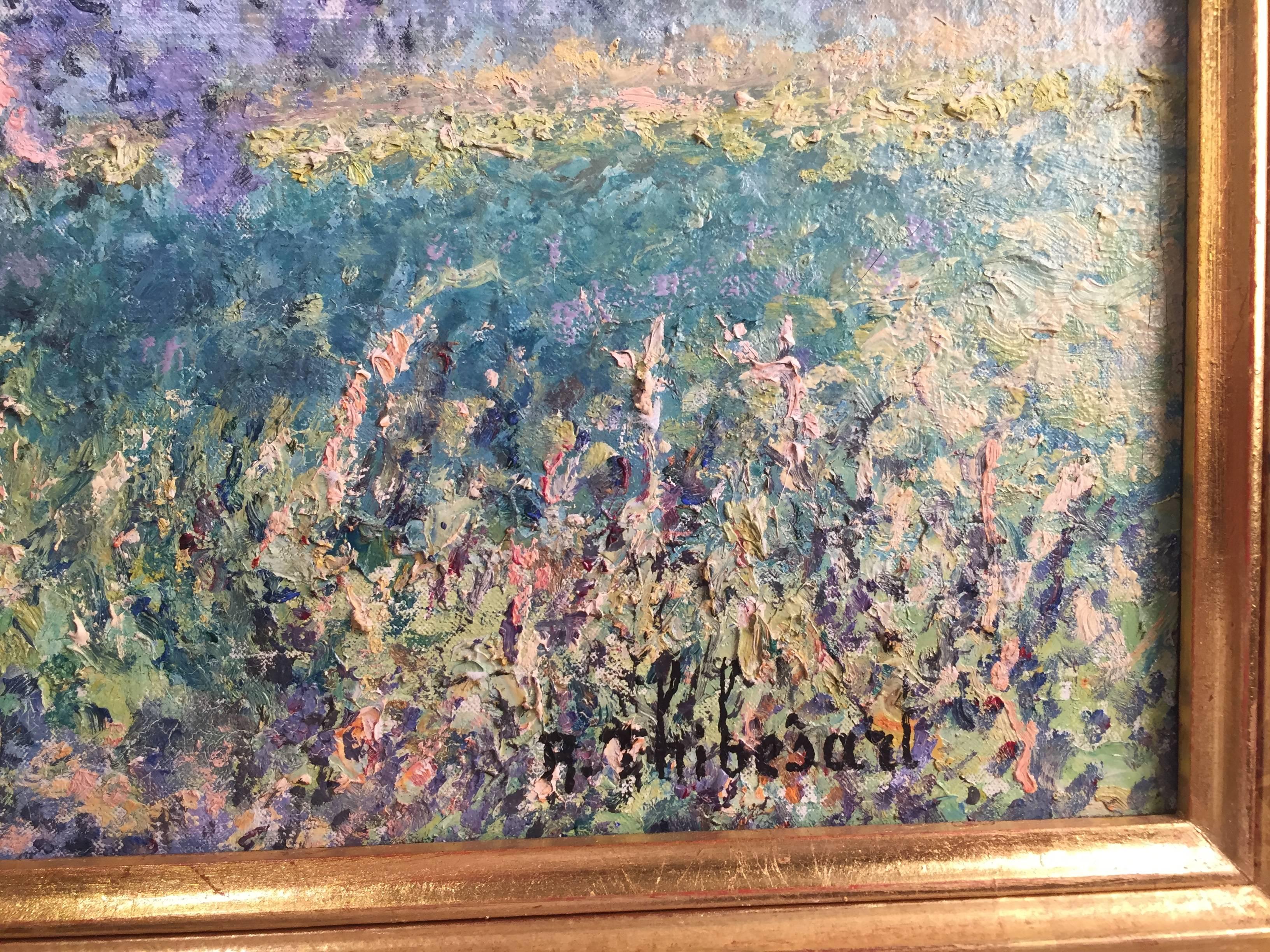 French Impressionist springtime landscape in jewel tones 20 x 26 inches 4