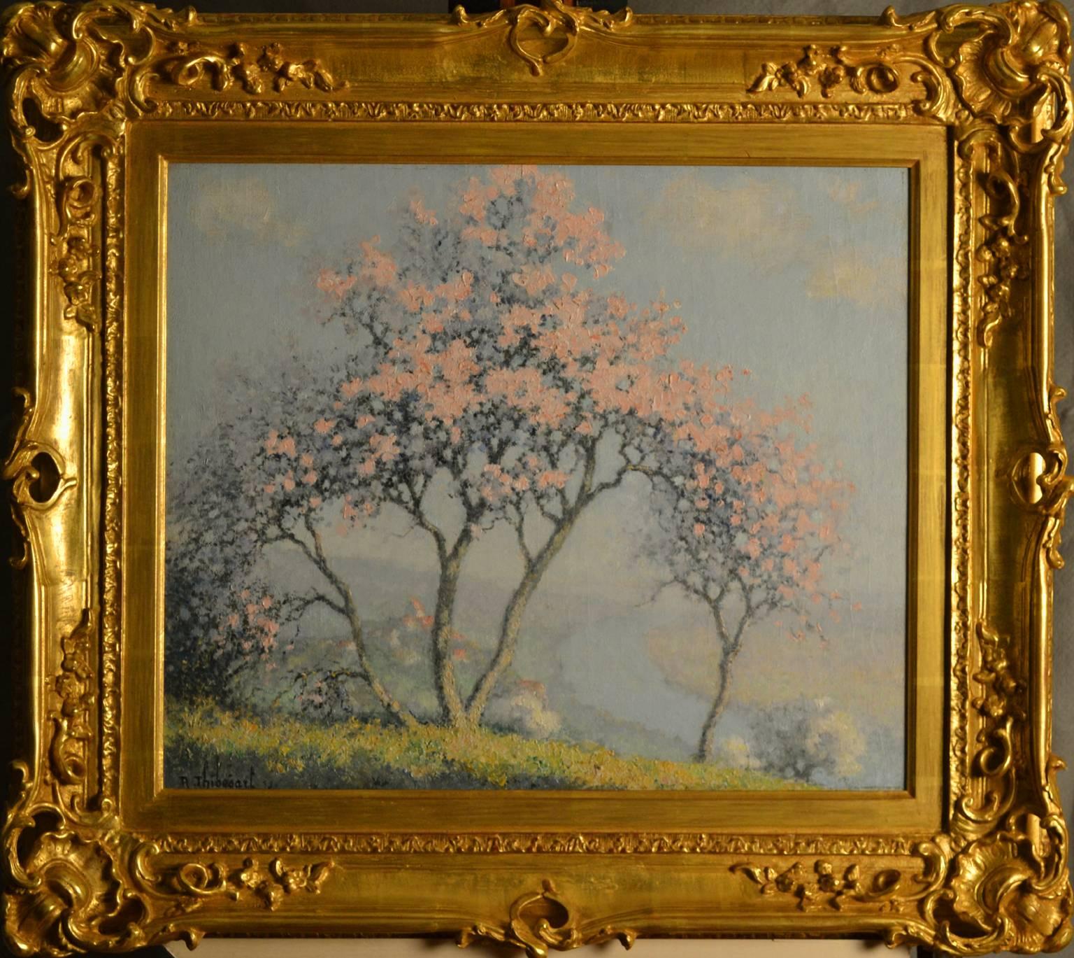 Unframed size is 17 7/8 x 21 1/2 inches
in 22K new hand gilded frame.

Son of an affluent family, Raymond Thibesart was born in Troyes (France), on May 2, 1874. Soon after his parents moved their residence to the city of Enghien, in close