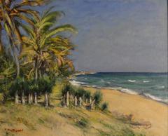 Antique Tropical Coastal Scene by early 20th century Russian artist