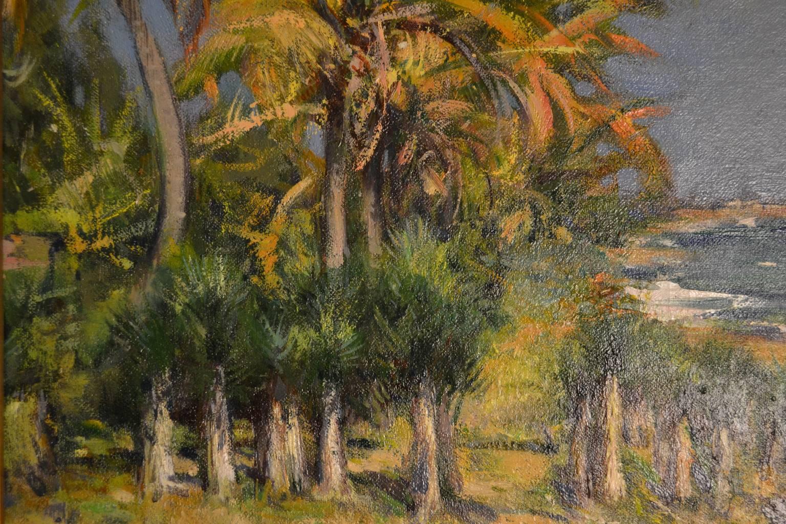 Tropical Coastal Scene by early 20th century Russian artist - Impressionist Painting by Nicholas Haritonoff