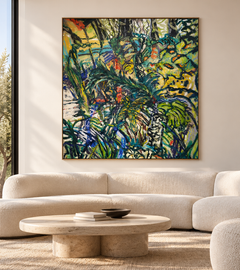 "Savage Nature" – Dipinto paesaggistico botanico dalle texture decise, acrilico e olio