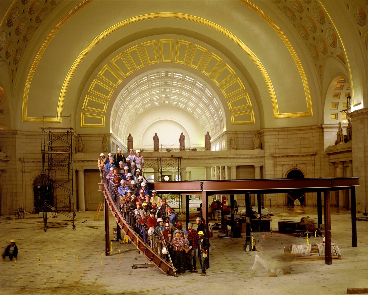 Neal Slavin Color Photograph – Union Station and Restoration Crew, Washington, DC