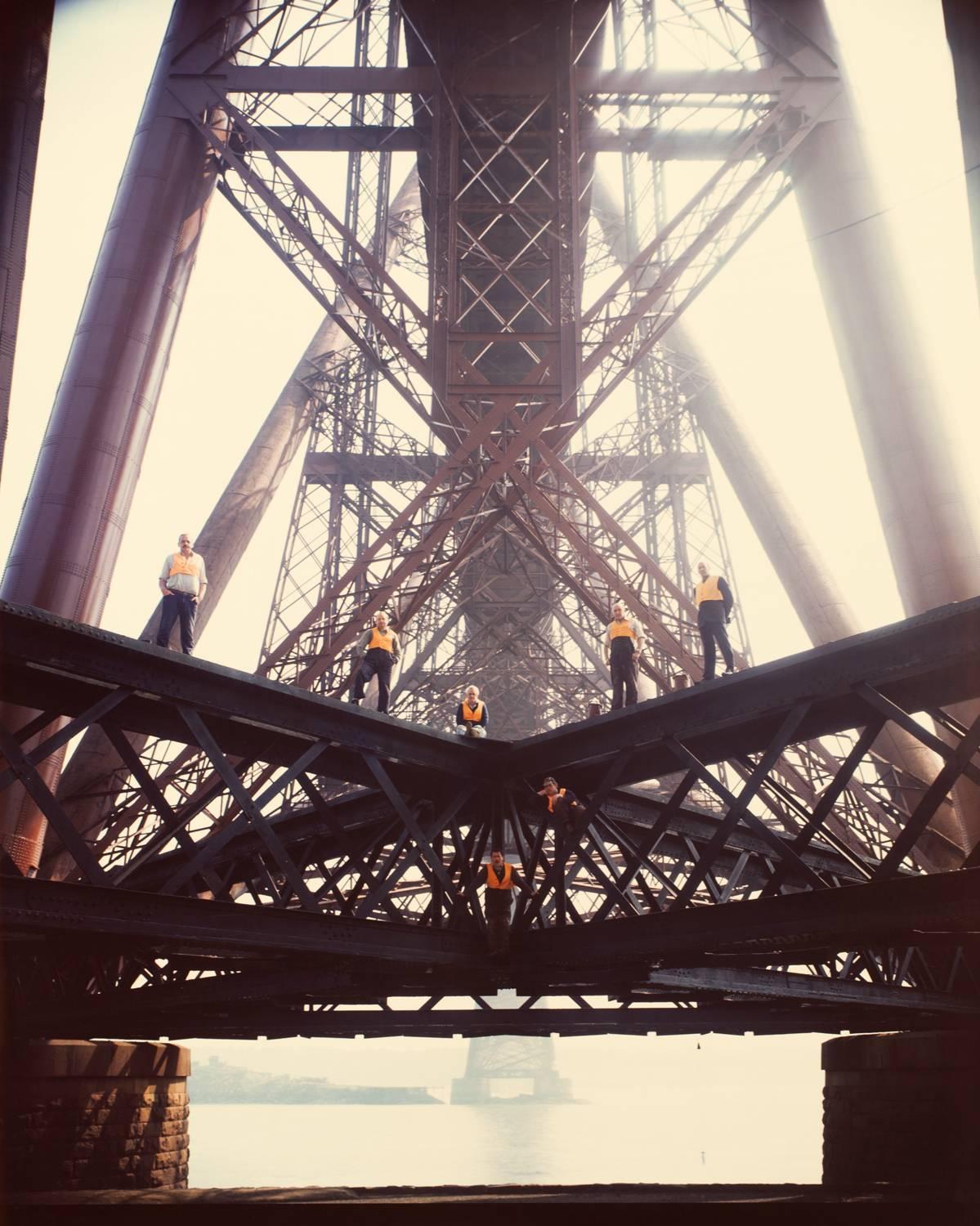 Neal Slavin Color Photograph - Painters of the Forth Rail Bridge, Firth of Forth, Scotland