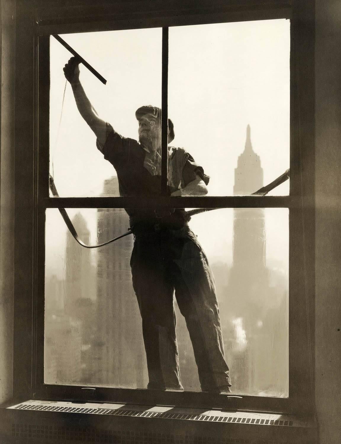 Wendell MacRae Black and White Photograph - Window Washer