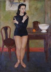 "Dancer, " an Oil on Canvas Painting by Chicago Artist John Fabion, Circa 1940s