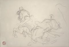"Chevaux, " Original Pencil Drawing of Horses by Henri de Toulouse-Lautrec, 1881