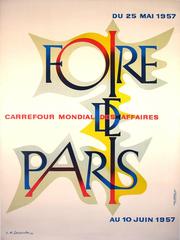 Vintage Original French Mid 20th Century "Paris Fair" Poster by A.M. Cassandre