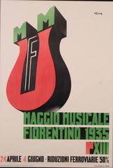 Italian "Futurist" Style Stone Lithograph Poster by Lucio Venna, 1935