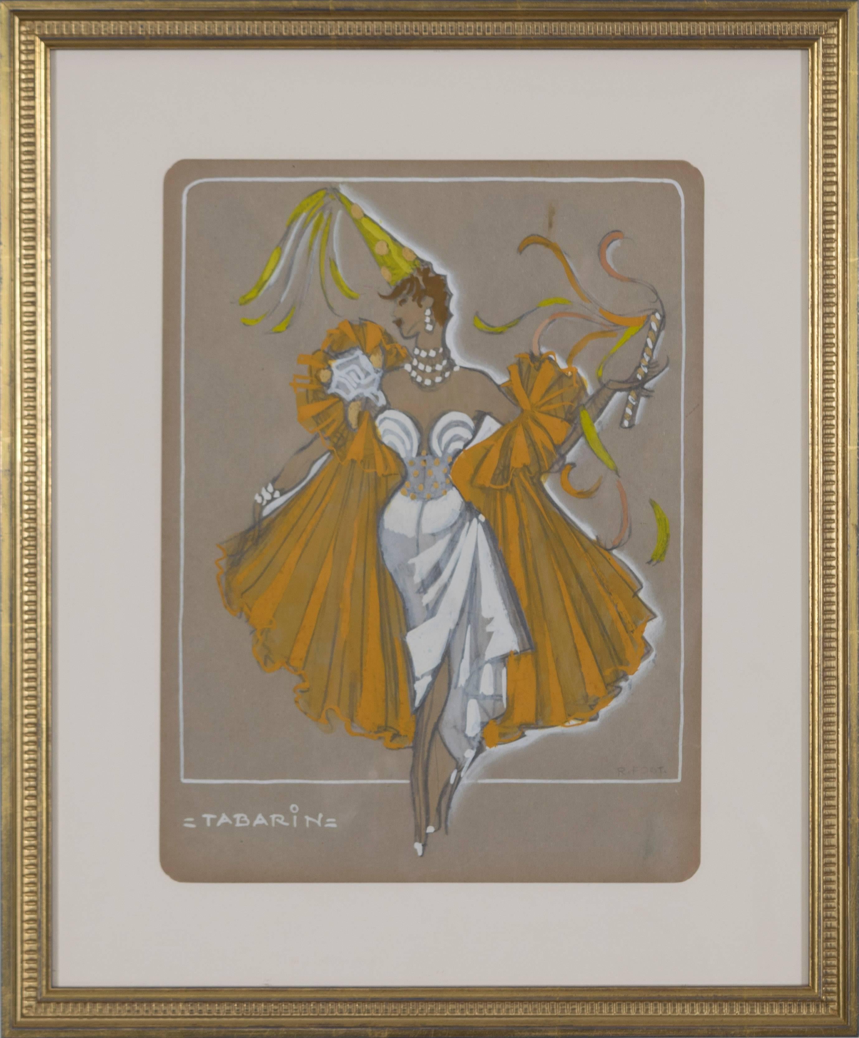 "Tabarin, " An Original French Costume Design by H. R. Fost, circa 1940s - Art by H.R. Fost