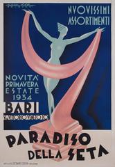 Italian Art Moderne Poster for a New Silk Fabric Showing, 1934