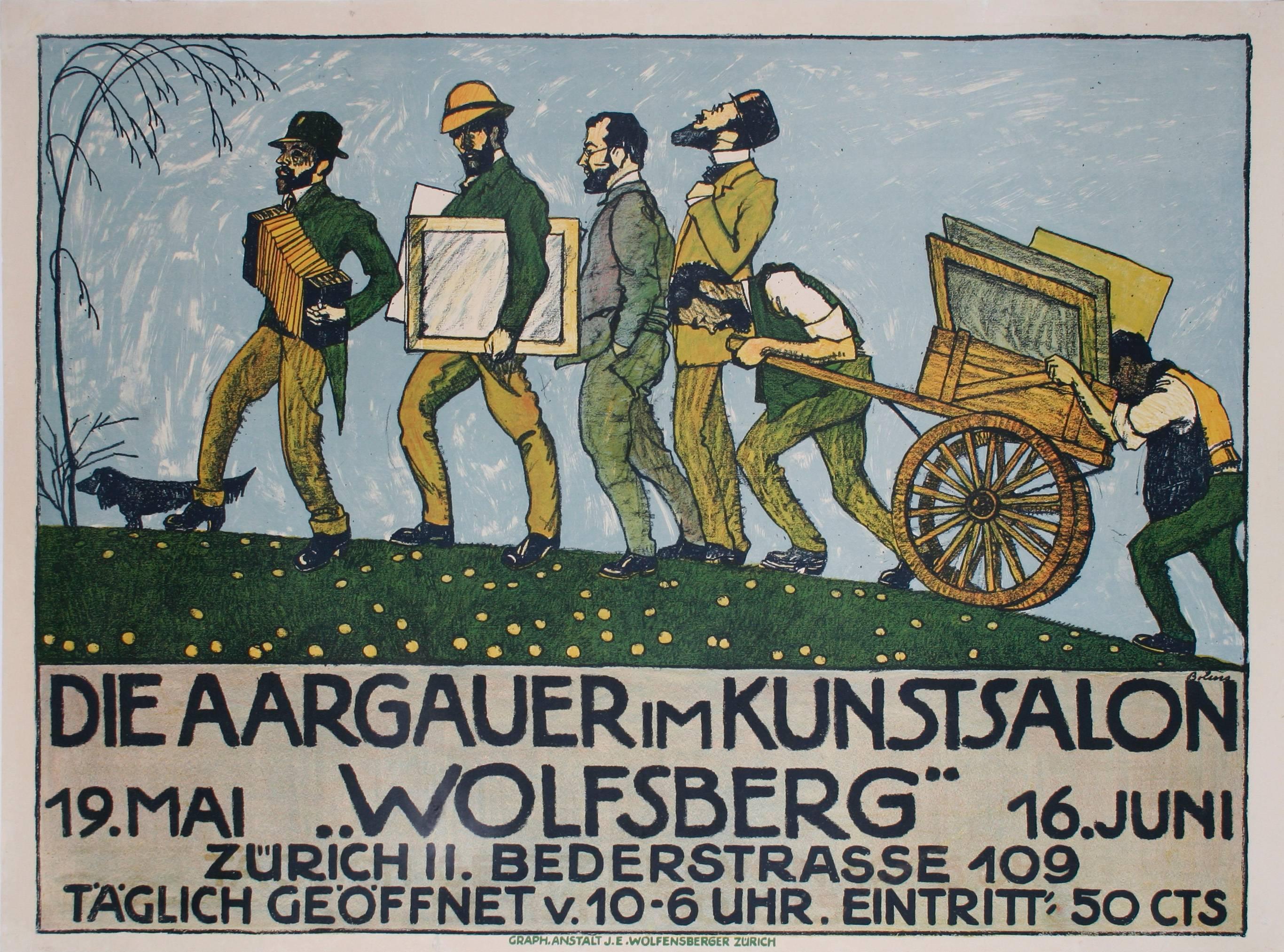 Swiss Art Exhibition Poster by Ernst Bolens, 1912 - Print by Ernest Bolens