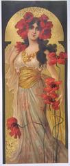 "Adorned with Poppies" a French Art Nouveau Decorative Panel by May Golay, 1900 4