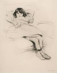 "Renee au Canape, " a Drypoint Etching by Jacques Villon, 1907