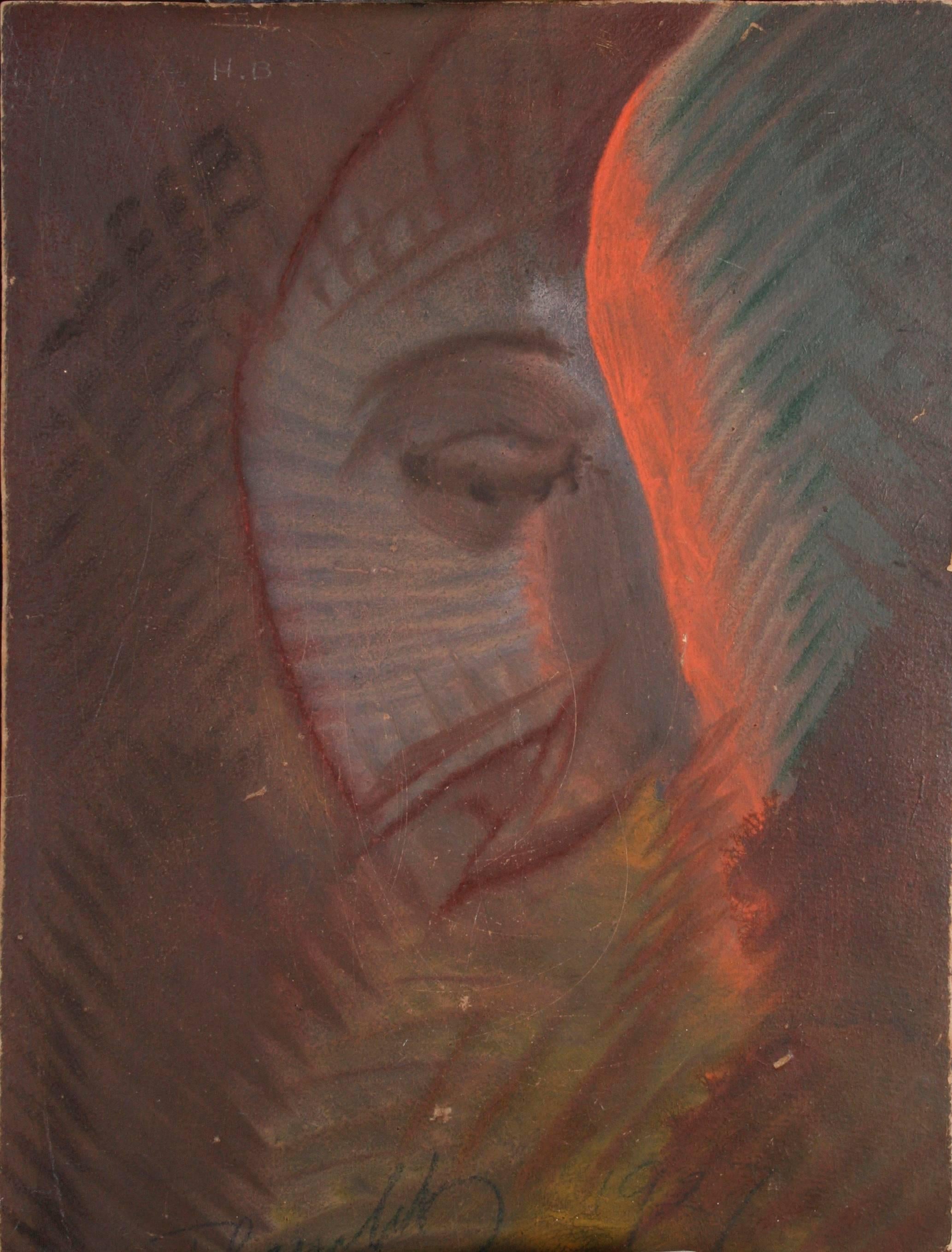 Ein Ölgemälde von Ernesto Micaelles (Thayaht) aus der Zeit des italienischen Futurismus, 1927. Rückseitig signiert und datiert mit Zeichnung, wie unten abgebildet.

Thayaht war das Pseudonym des in Italien geborenen Künstlers und Designers Ernesto