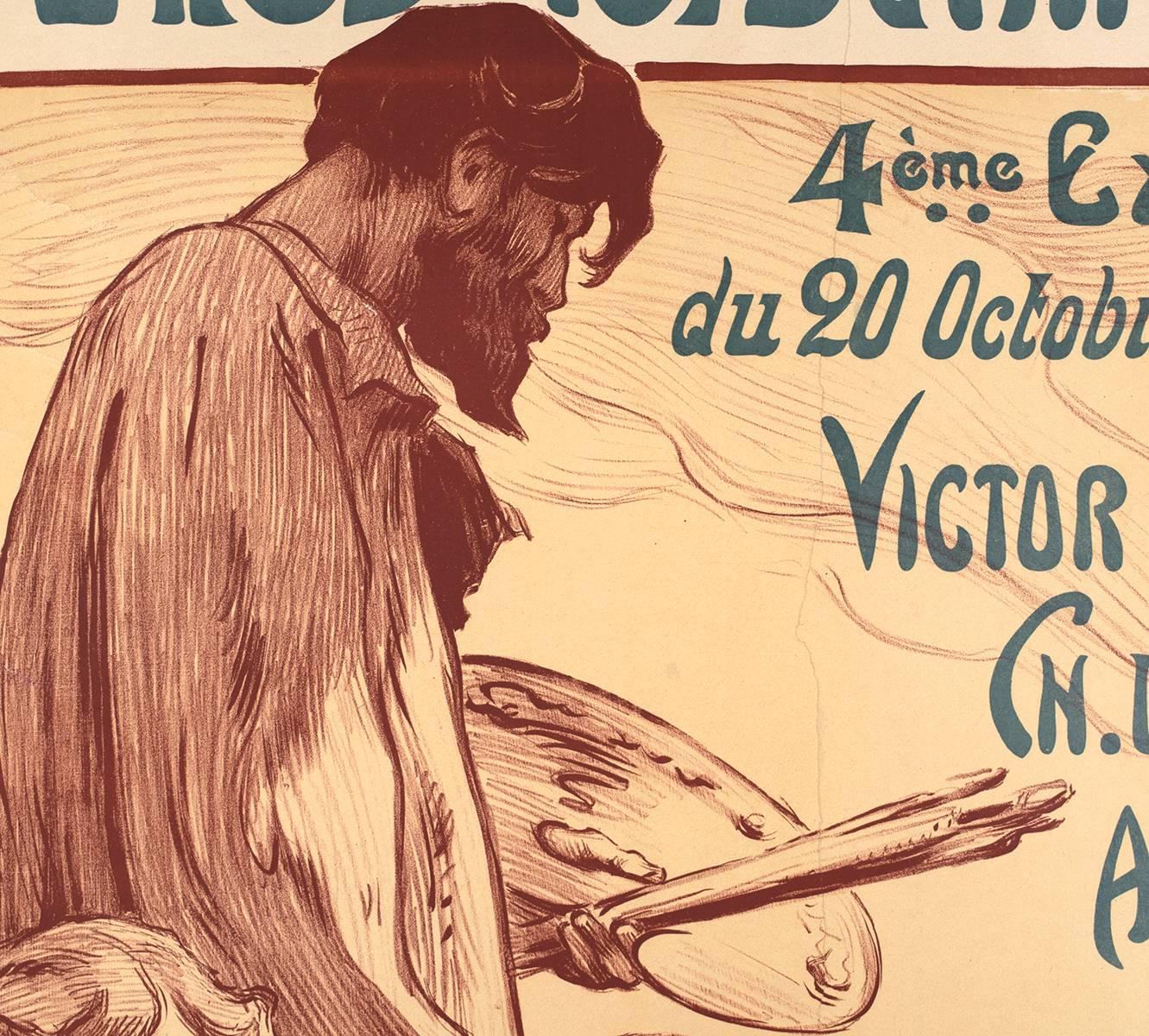 Original French Stone Lithograph Art Exhibition Poster by Victor Prouve, 1910 For Sale 2