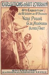 Original French Stone Lithograph Art Exhibition Poster by Victor Prouve, 1910