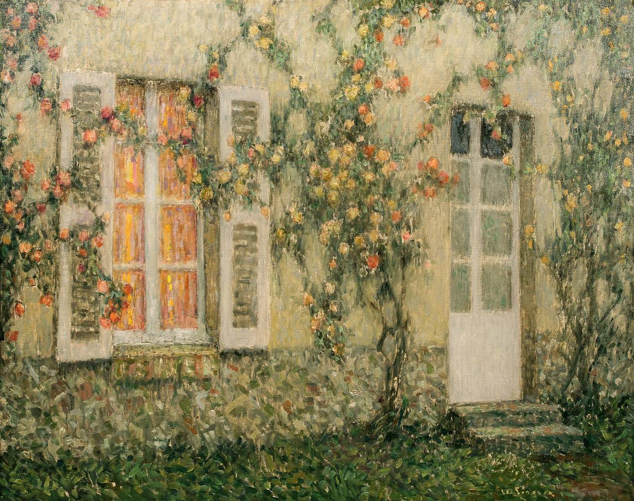 Henri Le Sidaner Landscape Painting - La maison aux roses, Versailles