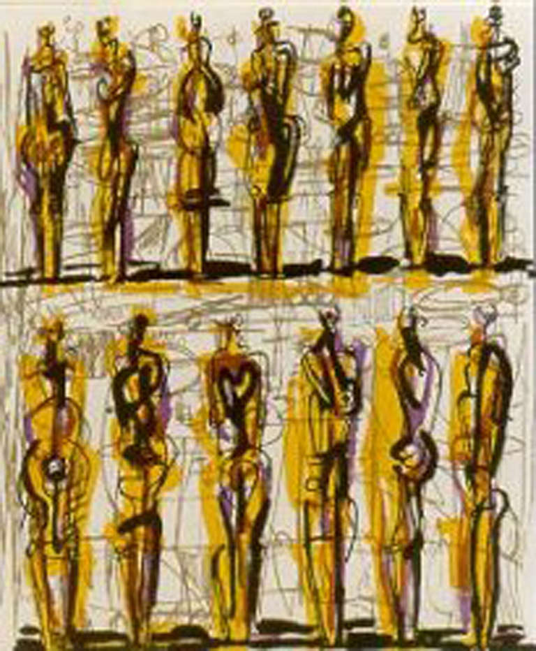 Henry Moore Figurative Art - Thirteen Standing Figures