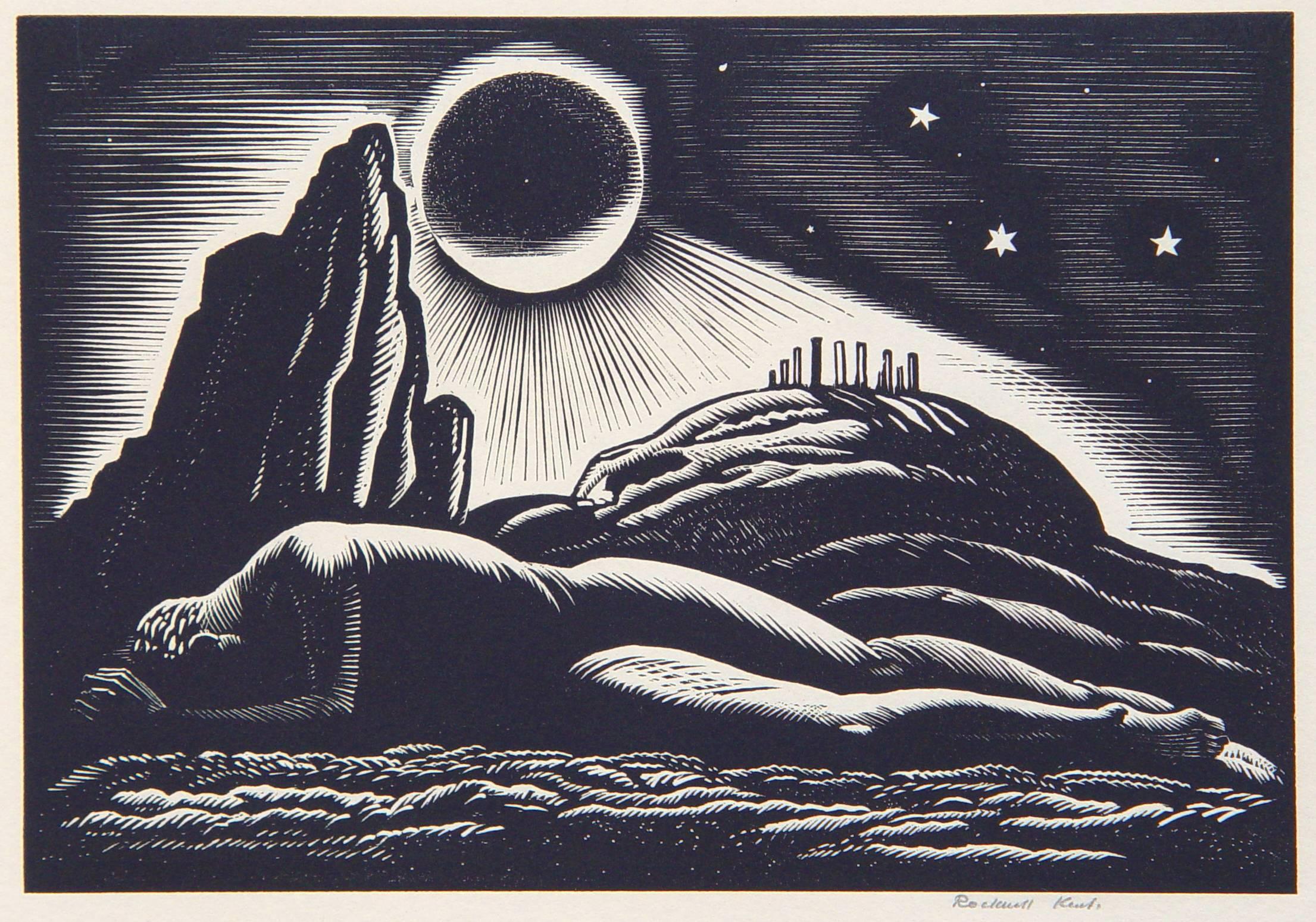 Rockwell Kent Landscape Print – Menschheitsdämmerung