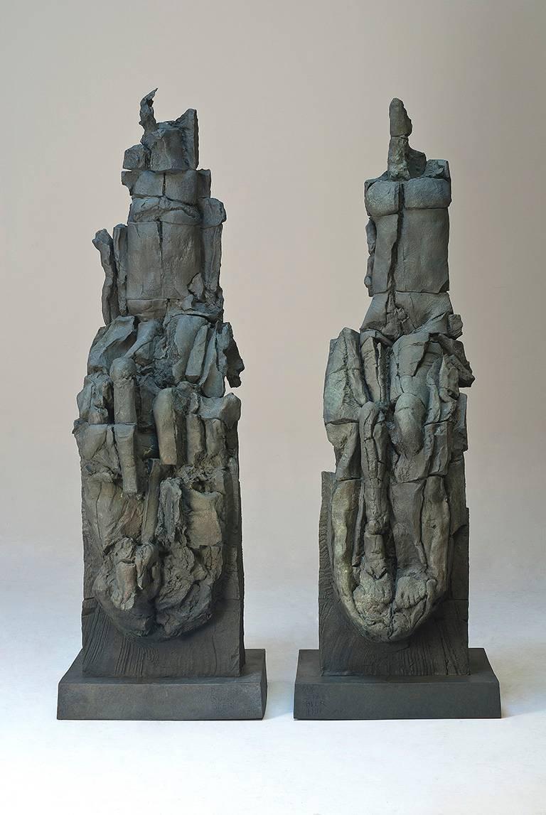 Stephen De Staebler Figurative Sculpture - Seated Woman and Man Bisected, Ed. 2/4