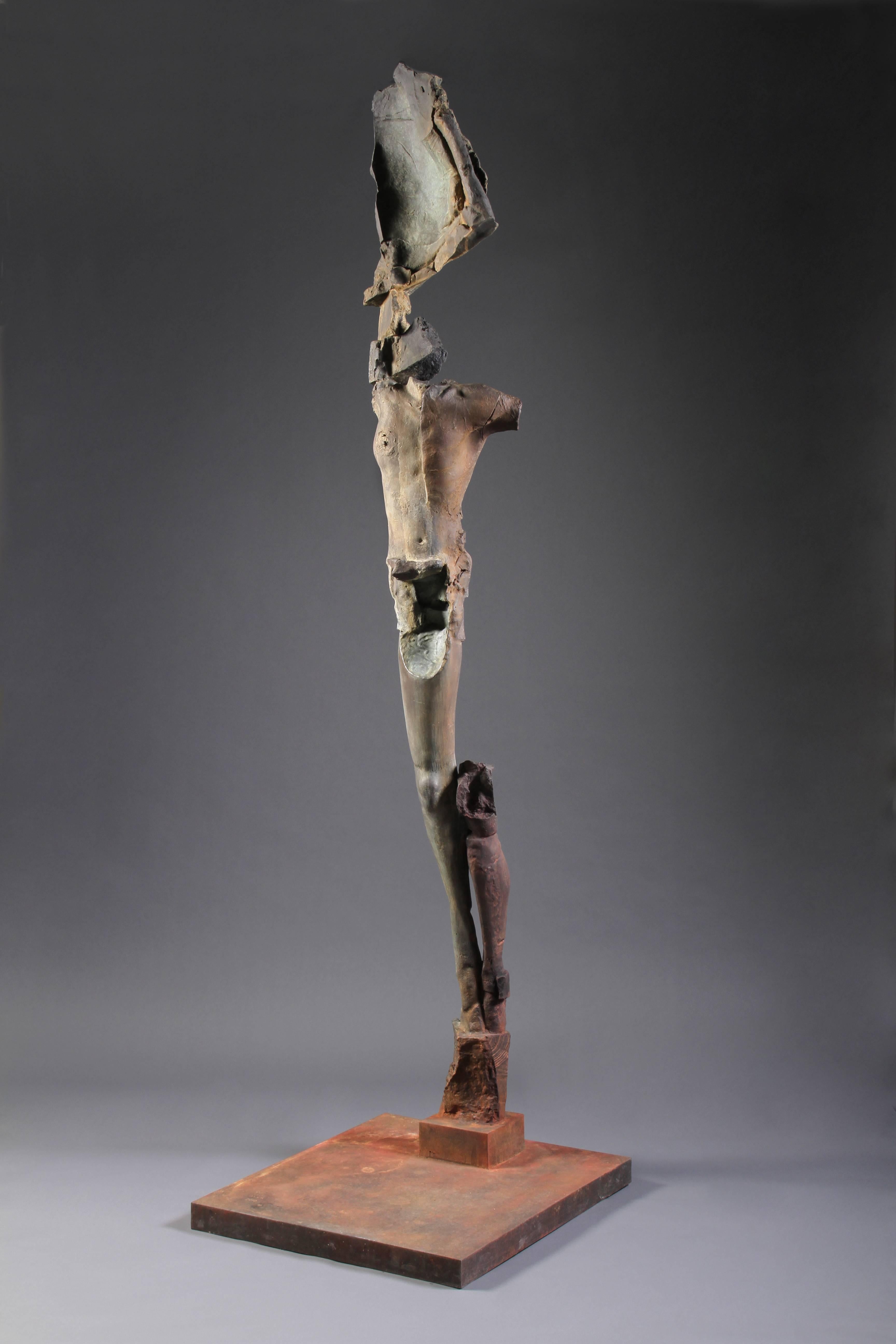Stephen De Staebler Figurative Sculpture - Single Winged Figure on Plinth (AP1)