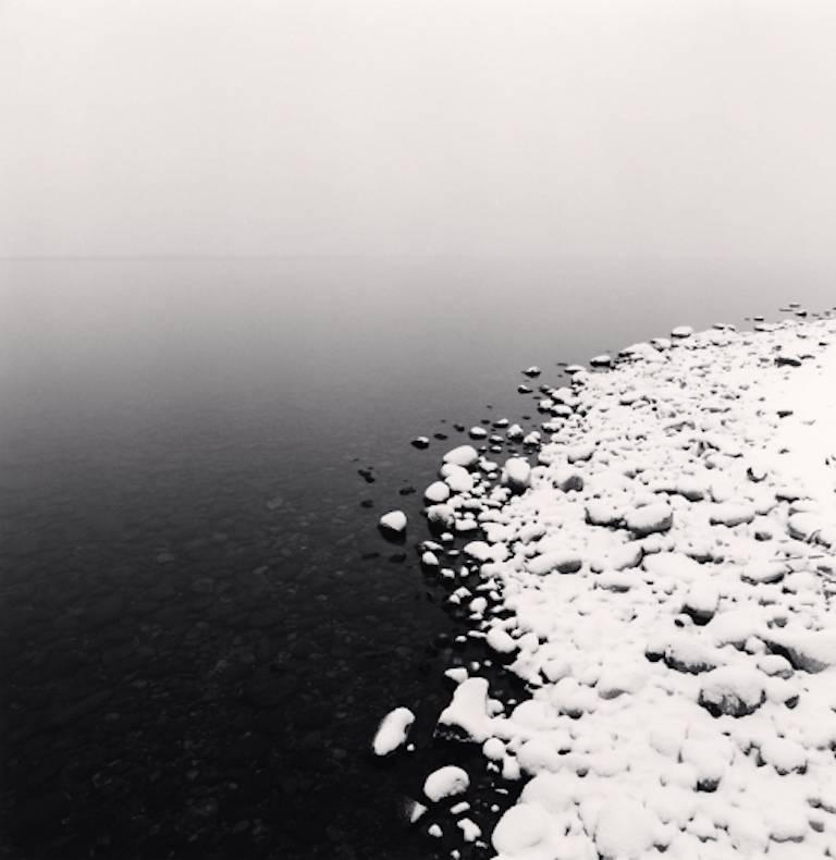 Michael Kenna Landscape Photograph - Snow on Pebbles, Toya Lake, Hokkaido, Japan