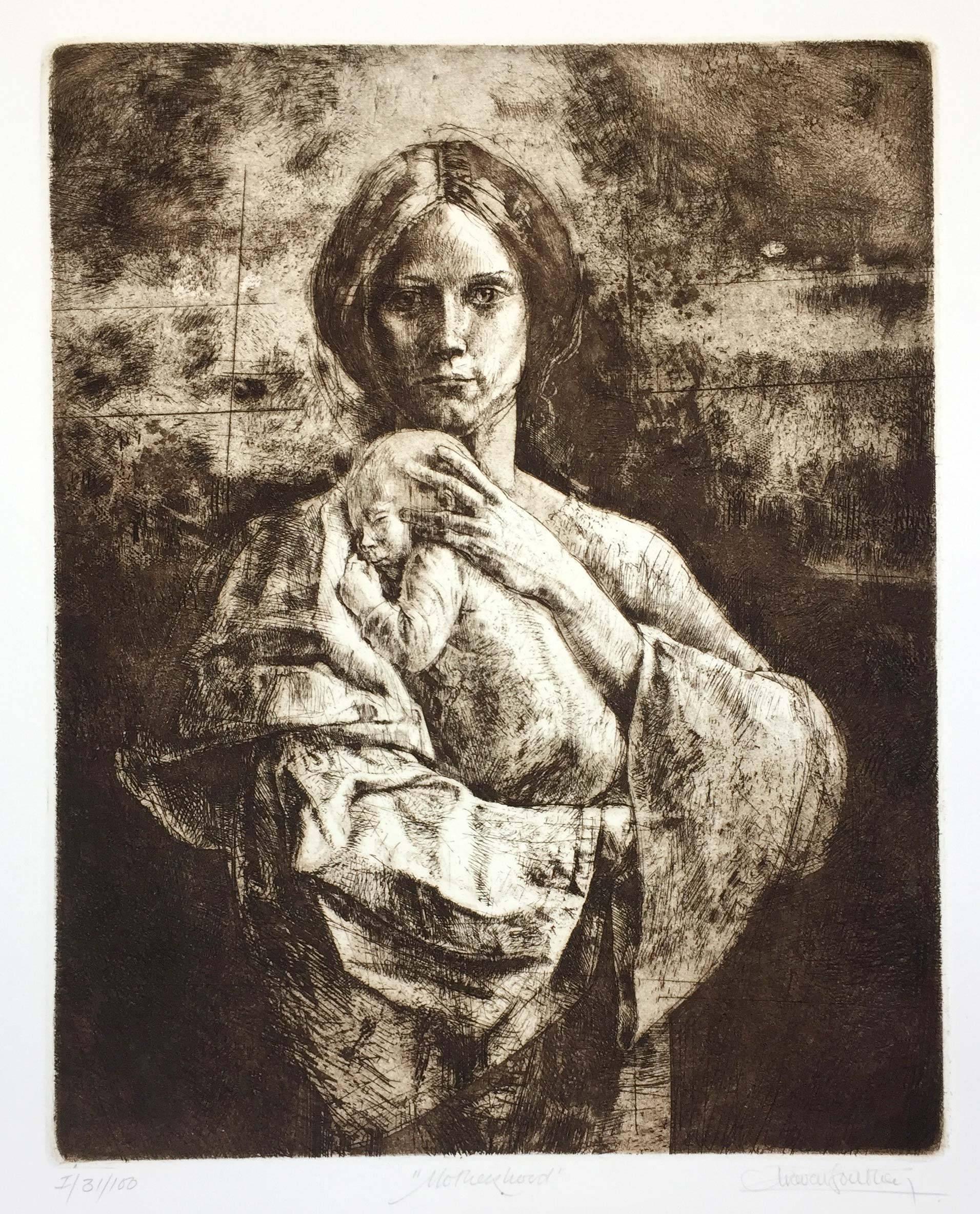 Portrait Print Trevor Southey - Mère d'enfance