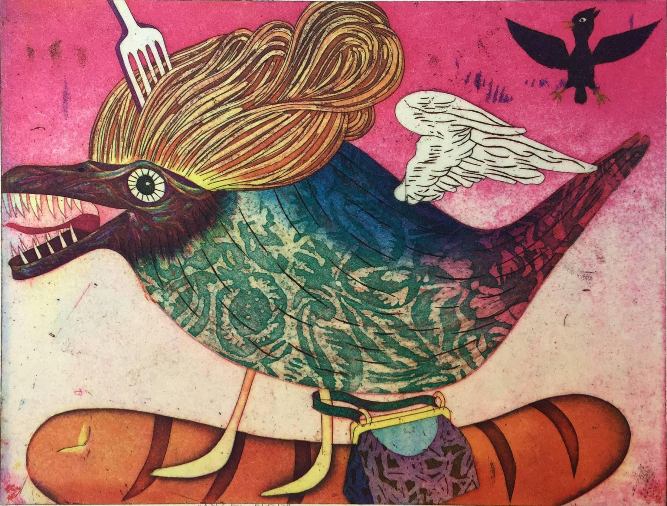 Yuji Hiratsuka Figurative Print - Angel Bird