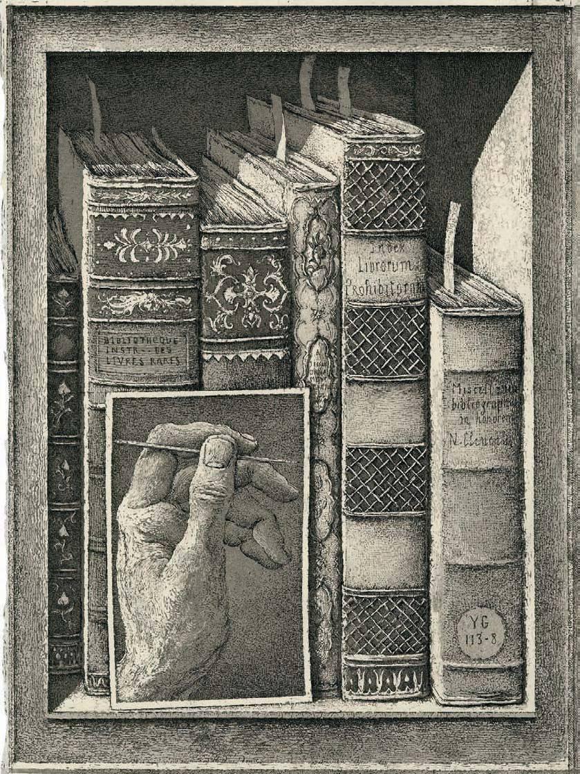 Erik Desmazieres Still-Life Print - Miscellanea Bibliographica