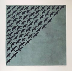 Skein Northwest Blue Woodblock Print with Silk Screen, 2010 Edition of 50