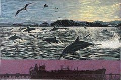 Baja Dolfins Screenprint, Coastal Scene, 2022, Edition of 18