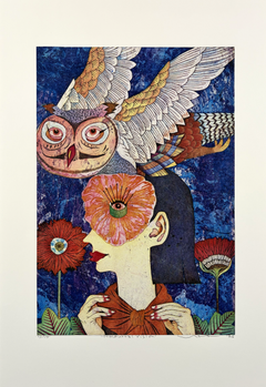 Nocturnal Vision, by Yuji Hiratsuka, Original Chine Collé Intaglio Print